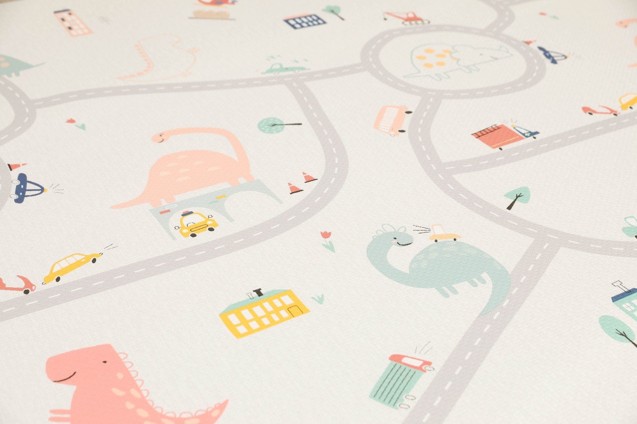  Thảm chơi PVC cao cấp cho bé Dwinguler - Dino Road and Solid 