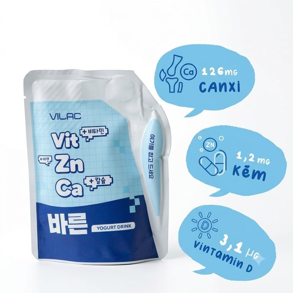  Nước Uống Lợi Khuẩn vị sữa chua Vilac Vit Zn Ca (110ml) 