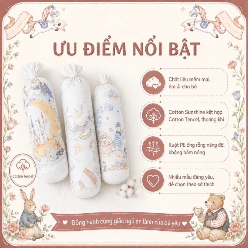  Gối ôm lụa kẹo Bubble Tree cotton tencel mềm êm thoáng khí 