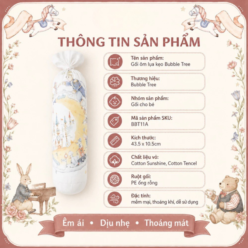  Gối ôm lụa kẹo Bubble Tree cotton tencel mềm êm thoáng khí 