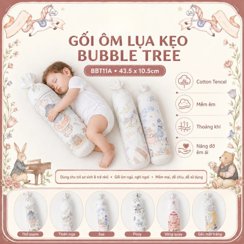  Gối ôm lụa kẹo Bubble Tree cotton tencel mềm êm thoáng khí 