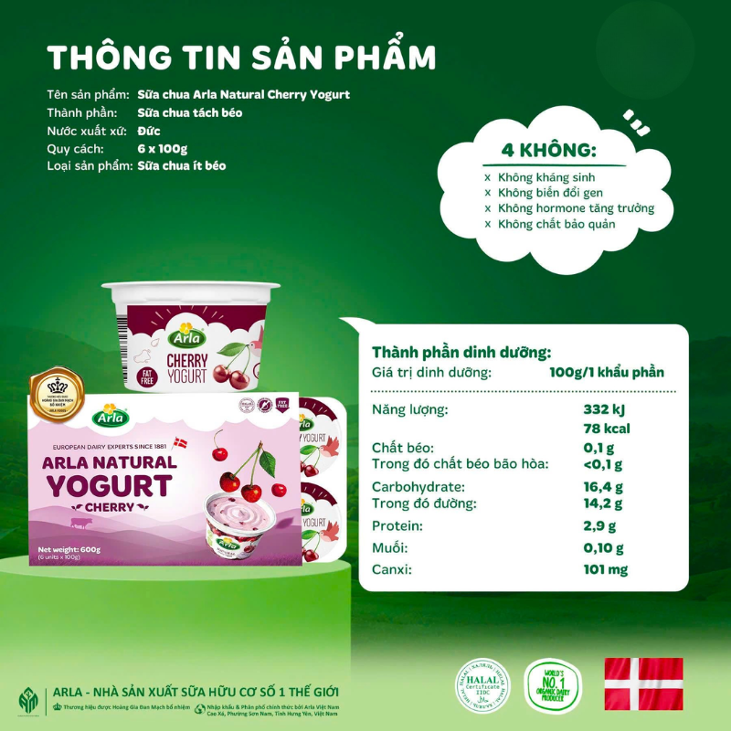  Sữa Chua Nguội Arla Natural Yogurt 12M+ (100g x 6) 