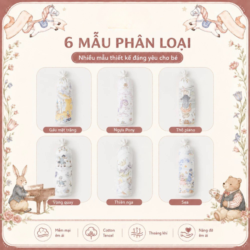  Gối ôm lụa kẹo Bubble Tree cotton tencel mềm êm thoáng khí 
