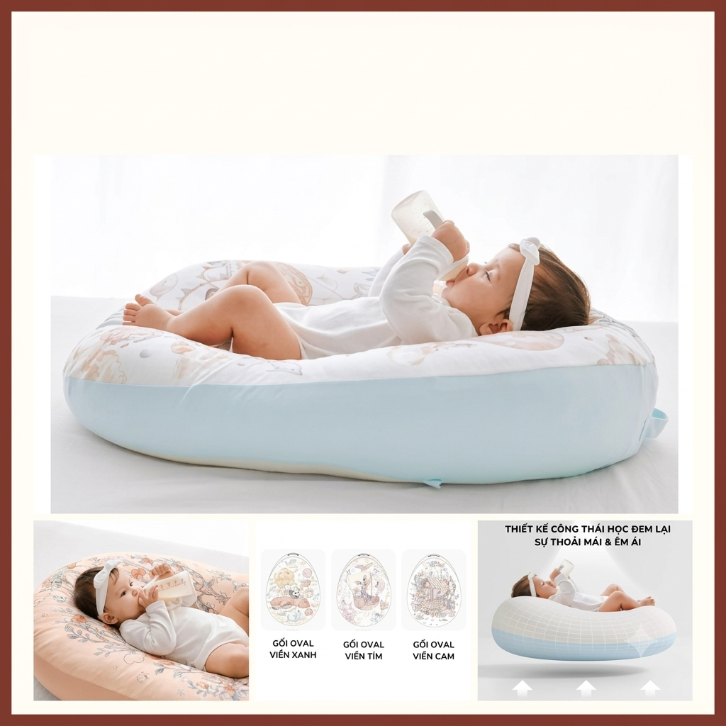  Gối Chống Trào Ngược Oval 2in1 Bubble Tree 