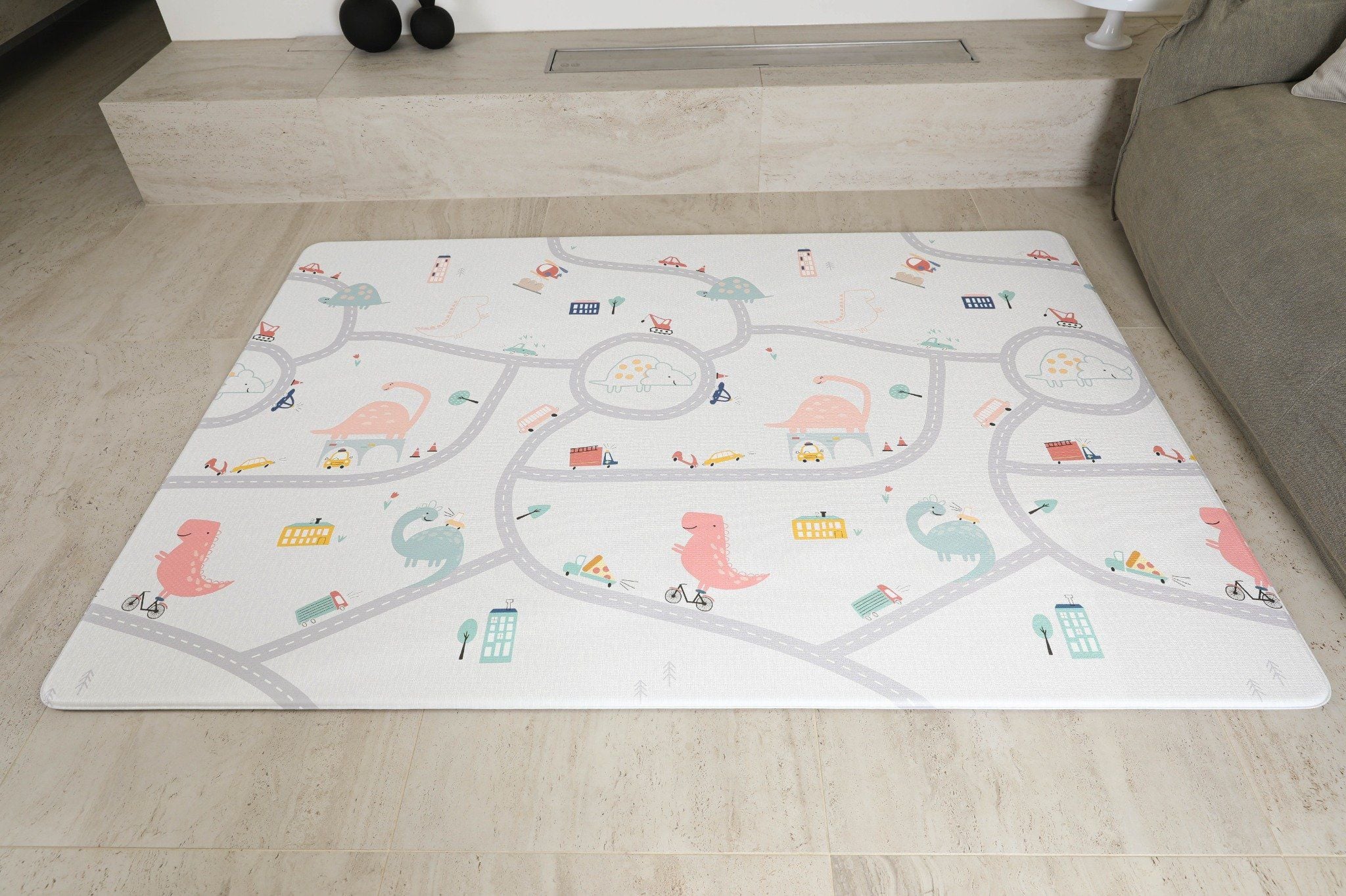  Thảm chơi PVC cao cấp cho bé Dwinguler - Dino Road and Solid 