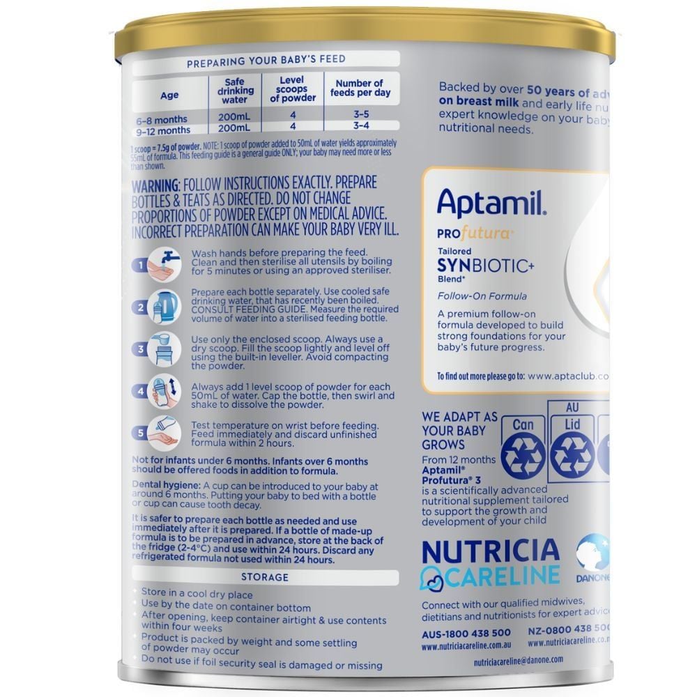  Sữa bột Aptamil Profutura Úc số 2 cho bé từ 6-12 tháng (800g) 