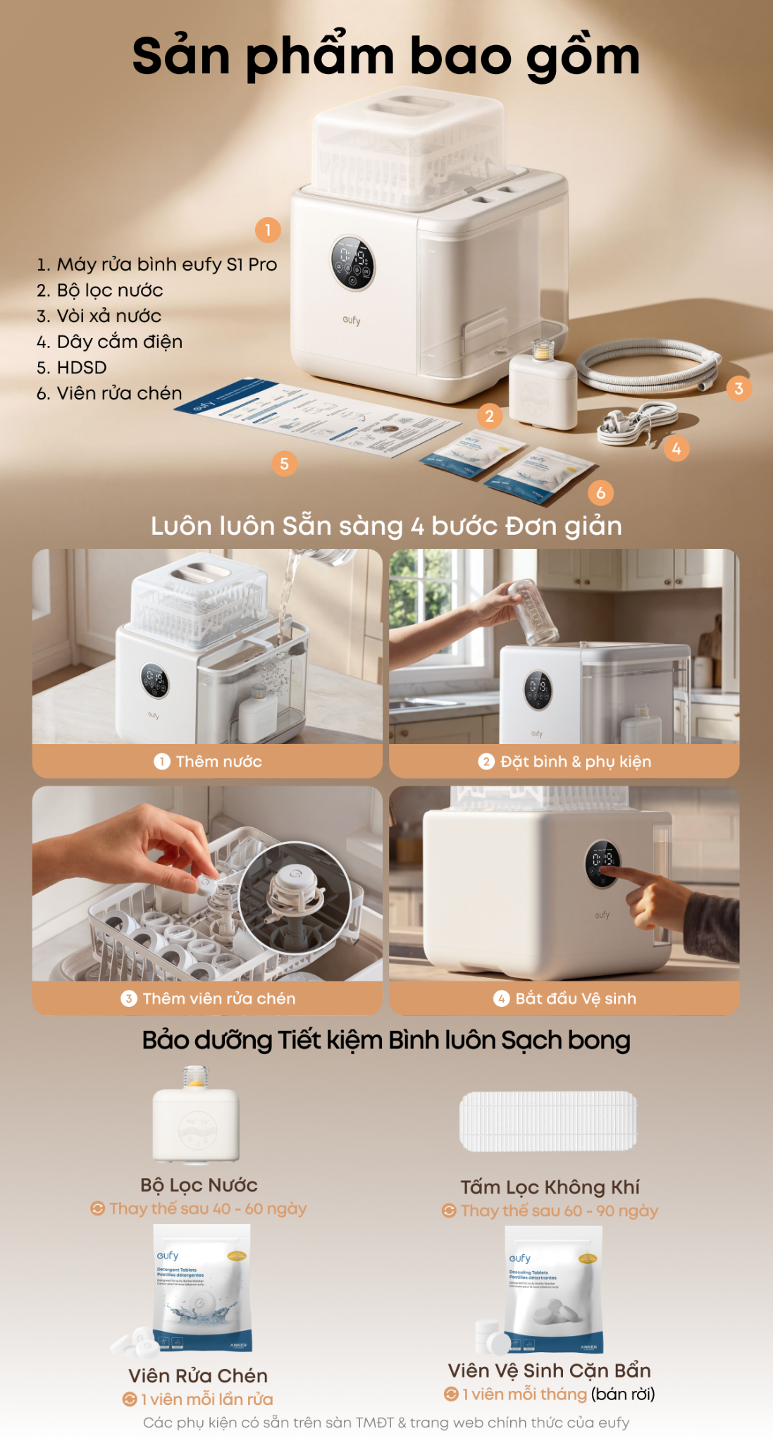  Máy rửa bình sữa Eufy S1 Pro 