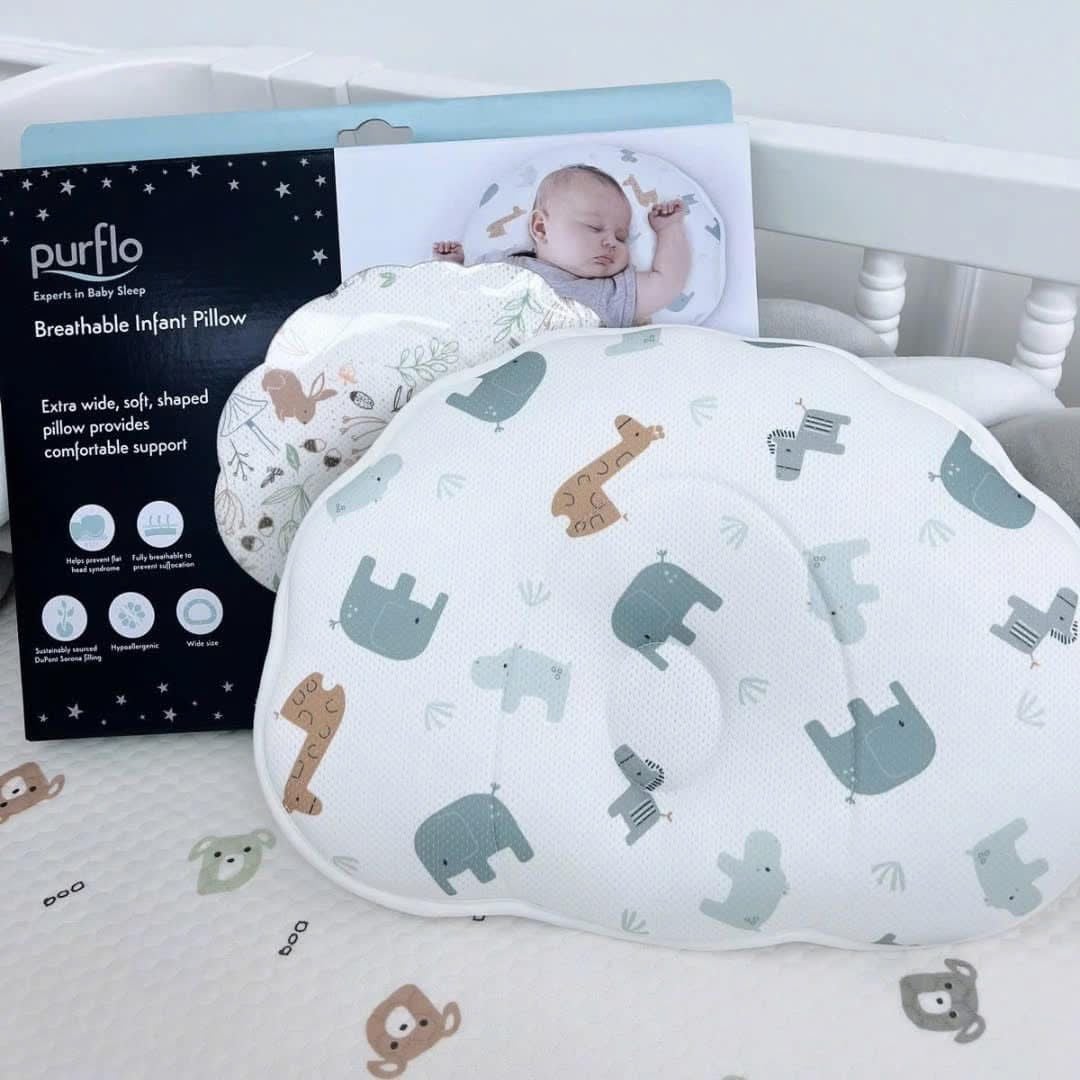  Gối Chống Bẹp Đầu Purflo Cho Bé Sơ Sinh ( 0-18M+) 