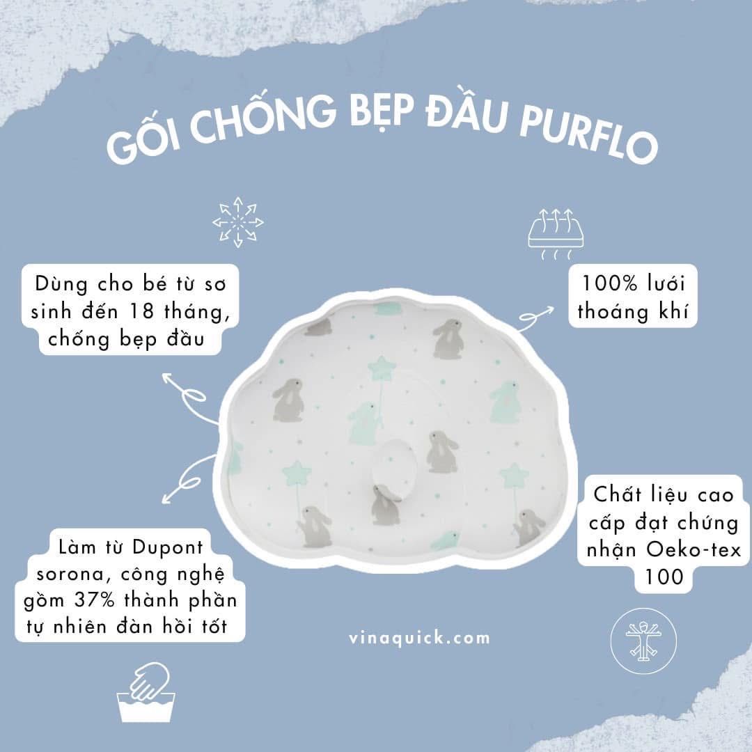  Gối Chống Bẹp Đầu Purflo Cho Bé Sơ Sinh ( 0-18M+) 