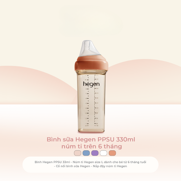  Bình sữa Hegen PPSU 330ml núm ti size L (6M+) 