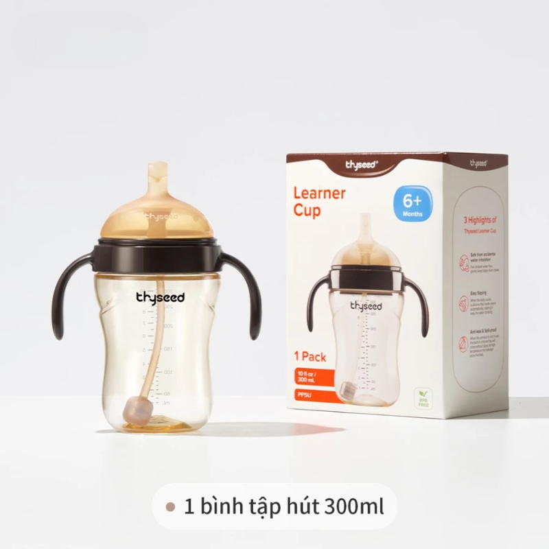 Bình tập hút Thyseed PPSU cao cấp chống sặc cho bé 6M+ (300ml) 