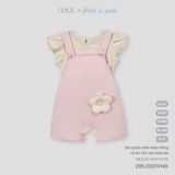  Set quần yếm Nous màu hồng và áo cộc tay màu be 