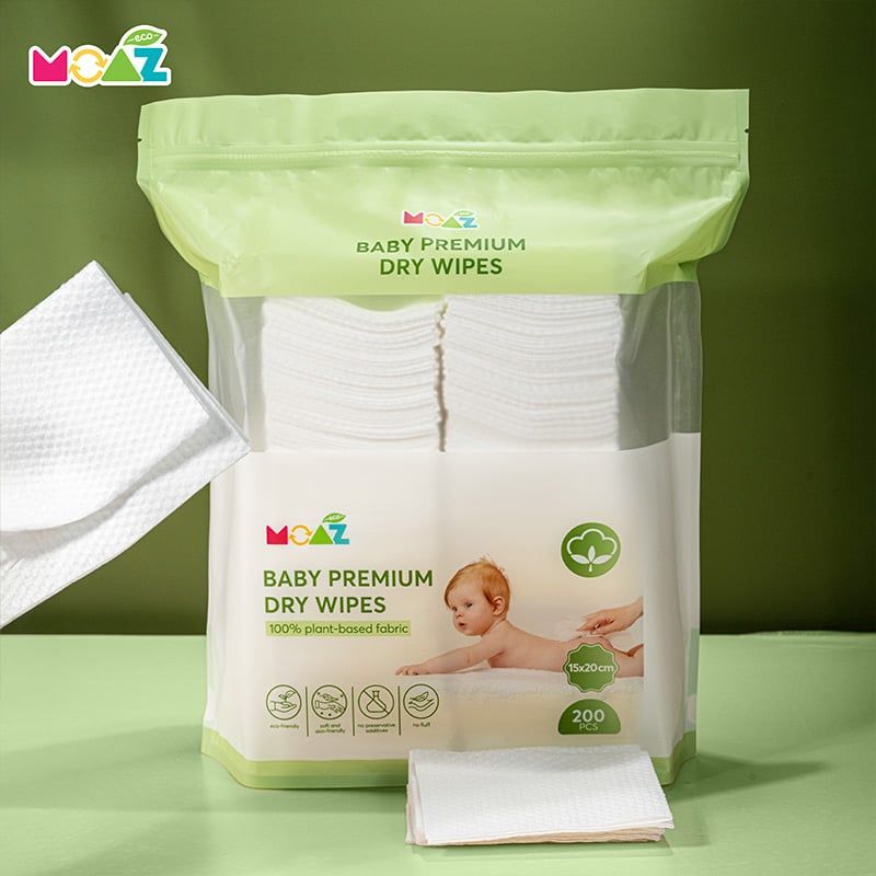  Khăn Khô Đa Năng Cho Bé Moaz Eco (Túi 200 tờ) 