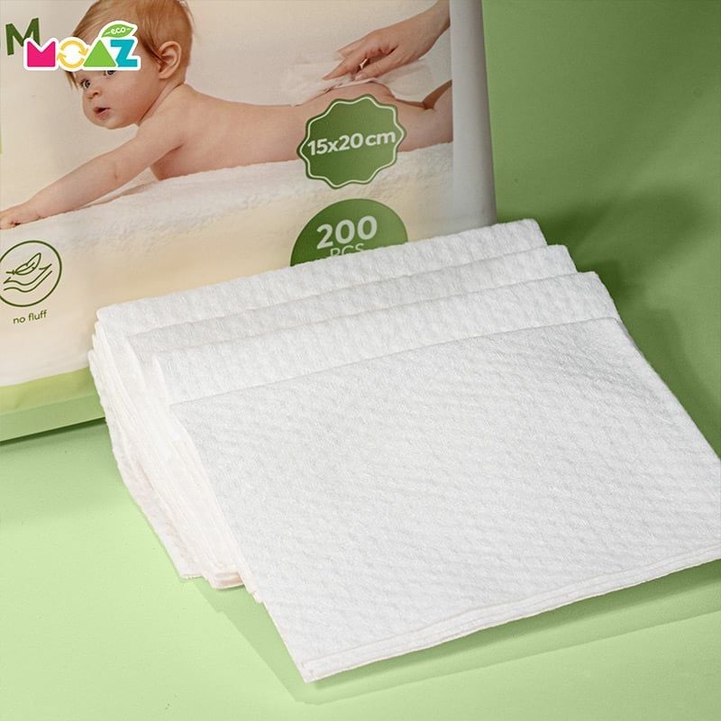  Khăn Khô Đa Năng Cho Bé Moaz Eco (Túi 200 tờ) 