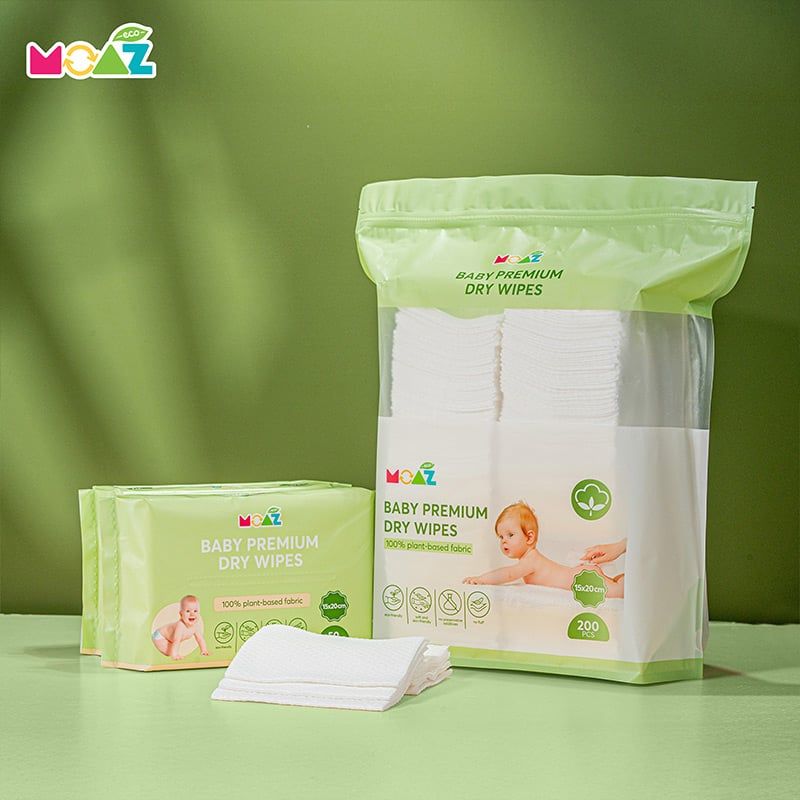  Khăn Khô Đa Năng Cho Bé Moaz Eco (Túi 200 tờ) 