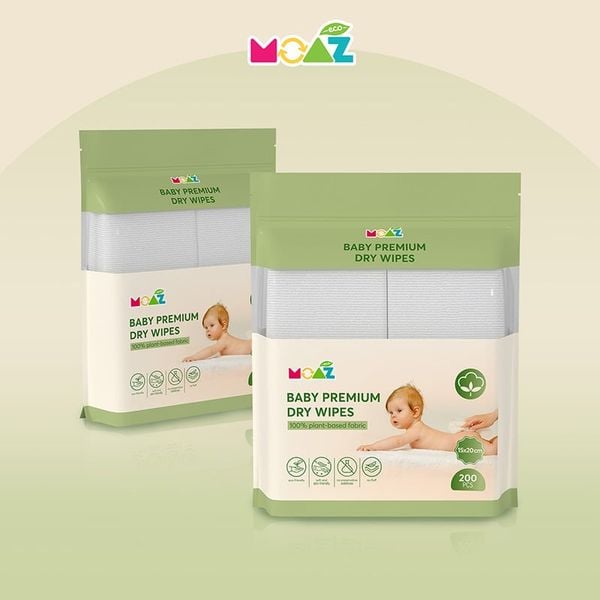  Khăn Khô Đa Năng Cho Bé Moaz Eco (Túi 200 tờ) 