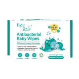  Khăn ướt diệt khuẩn Bzu Bzu Antibacterial Baby Wipes (Xanh Lá)- 30 Tờ 