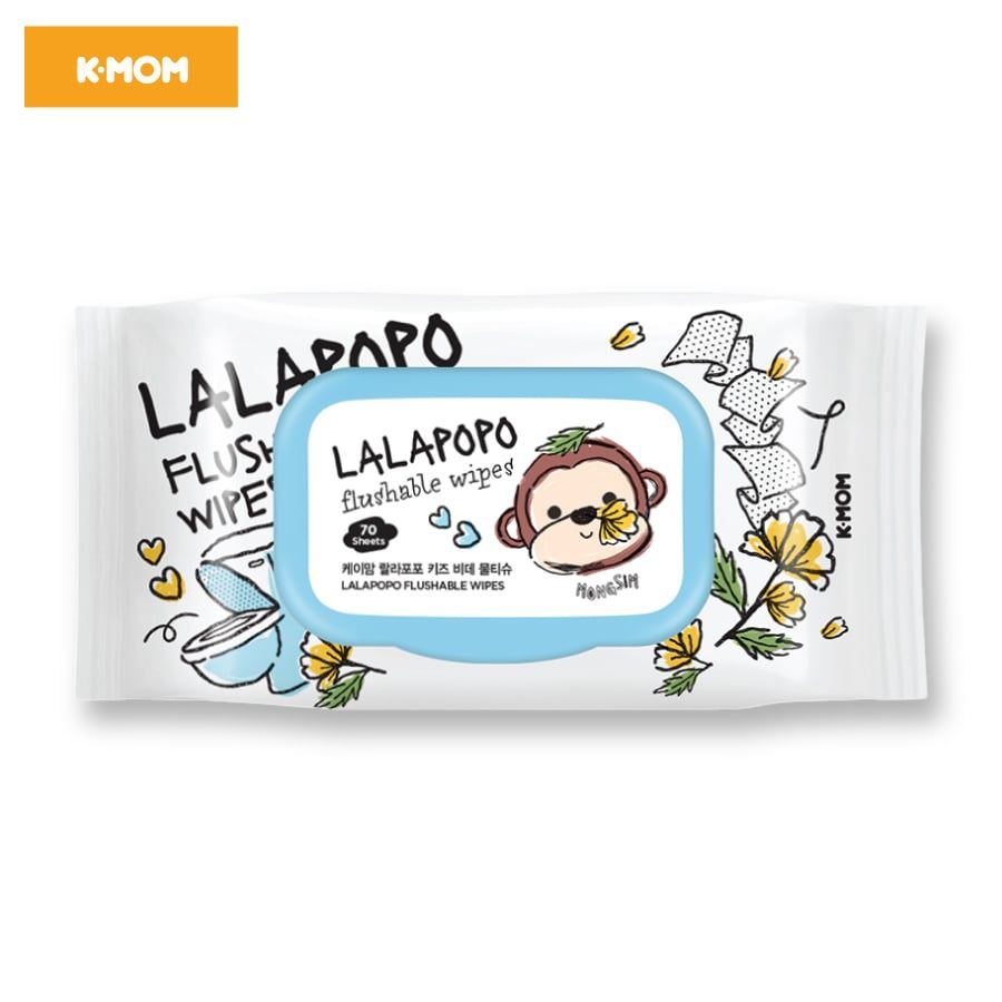  KHĂN ƯỚT ĐA NĂNG CAO CẤP K-MOM LALAPOPO HÀN QUỐC TỰ HUỶ - 70 TỜ 