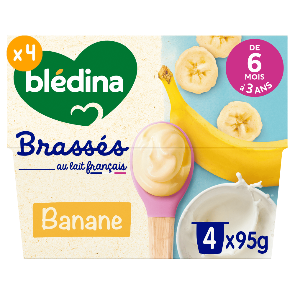  Sữa chua Bledina Brasses vị Chuối 6M+ (95g x 4) 