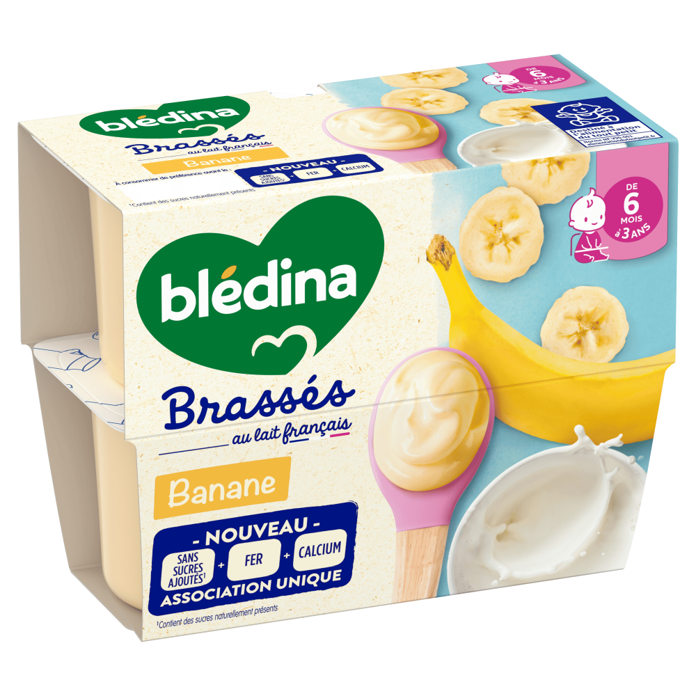  Sữa chua Bledina Brasses vị Chuối 6M+ (95g x 4) 