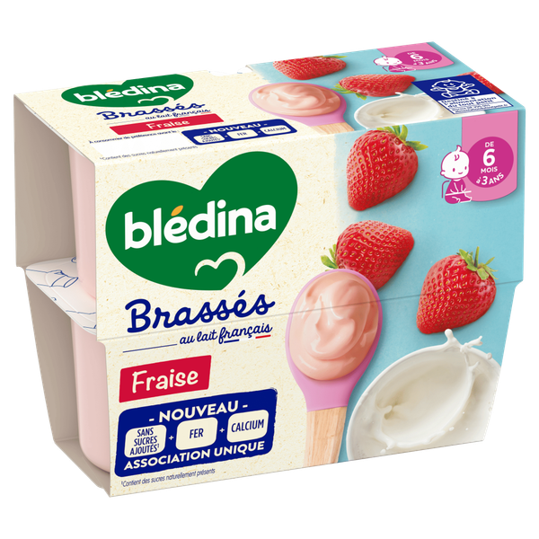  Sữa chua Bledina Brasses vị Dâu 6M+ (95g x 4) 