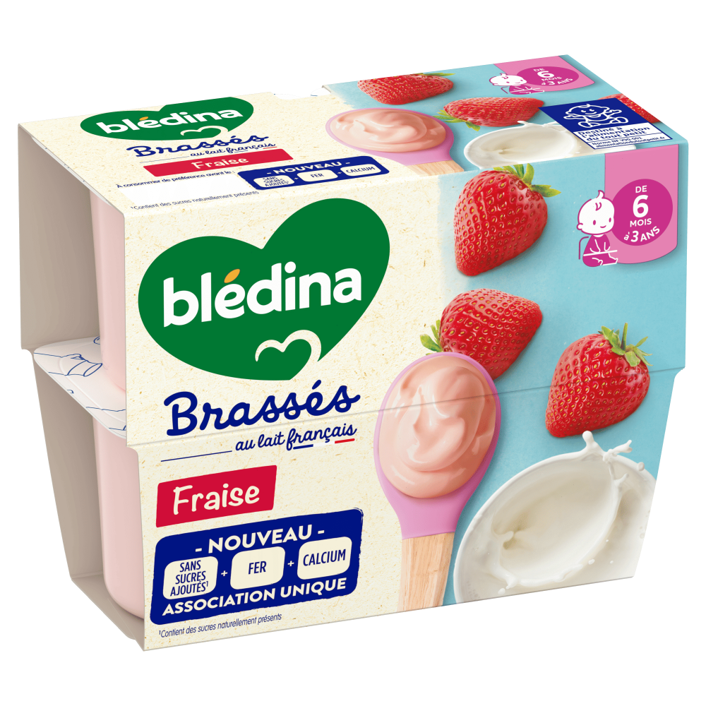  Sữa chua Bledina Brasses vị Dâu 6M+ (95g x 4) 