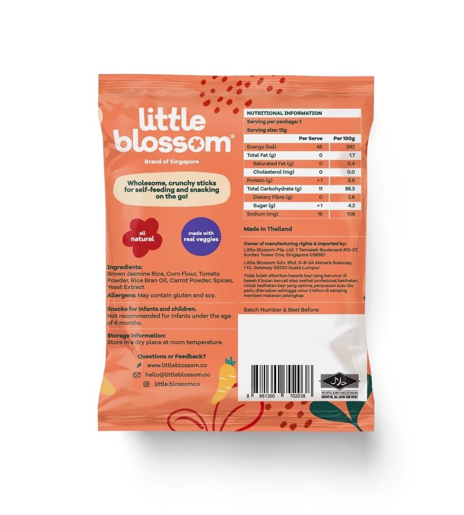  Bánh que rau củ Little Blossom Fruity & Veggie Sticks 12g 