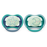  Set 2 Ti Giả Philips Avent Thông Khí Ultra Air Nighttime Phát Quang (6-18M) 