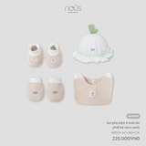  Set phụ kiện 4 món Nous be phối kẻ caro xanh 