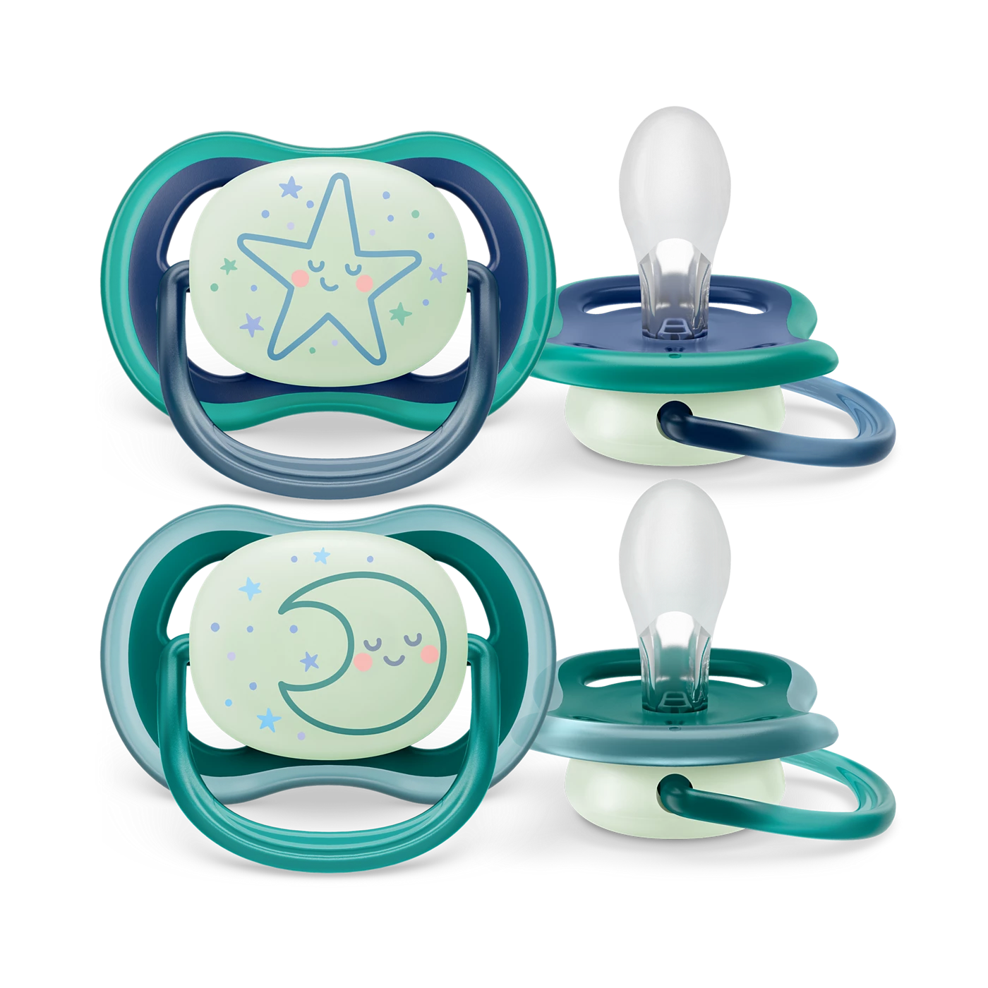  Set 2 Ti Giả Philips Avent Thông Khí Ultra Air Nighttime Phát Quang (6-18M) 