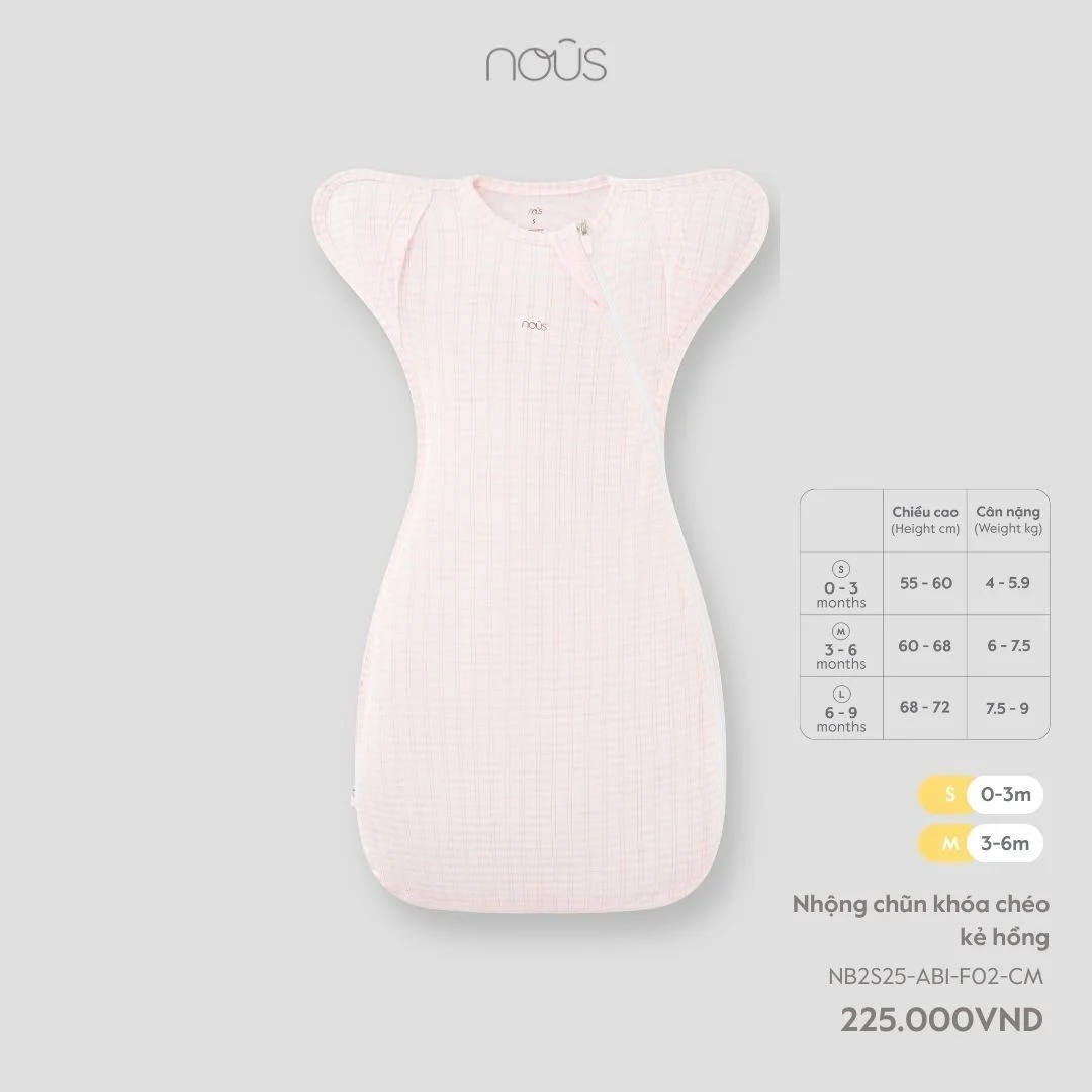  Nhộng chũn Nous khóa chéo kẻ hồng 