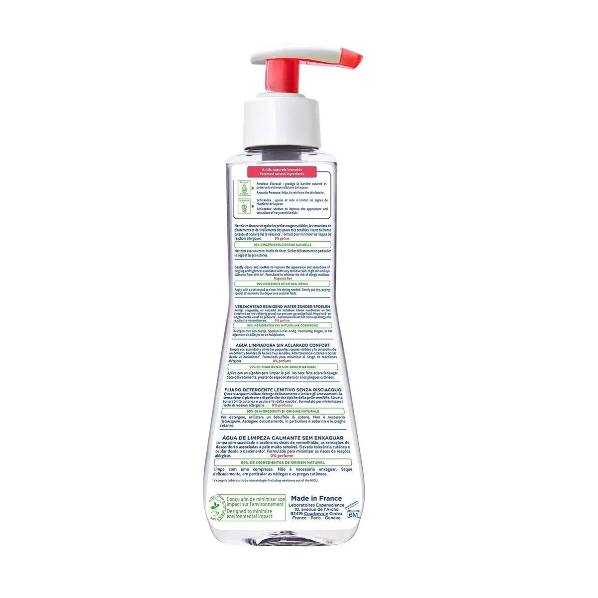  Nước Làm Sạch Không Cần Rửa Lại Cho Da Rất Nhạy Cảm Mustela No Rinse Soothing Cleansing Water 300ml 