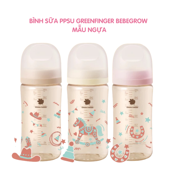  Bình sữa PPSU Green Finger Bebegrow Mẫu ngựa 