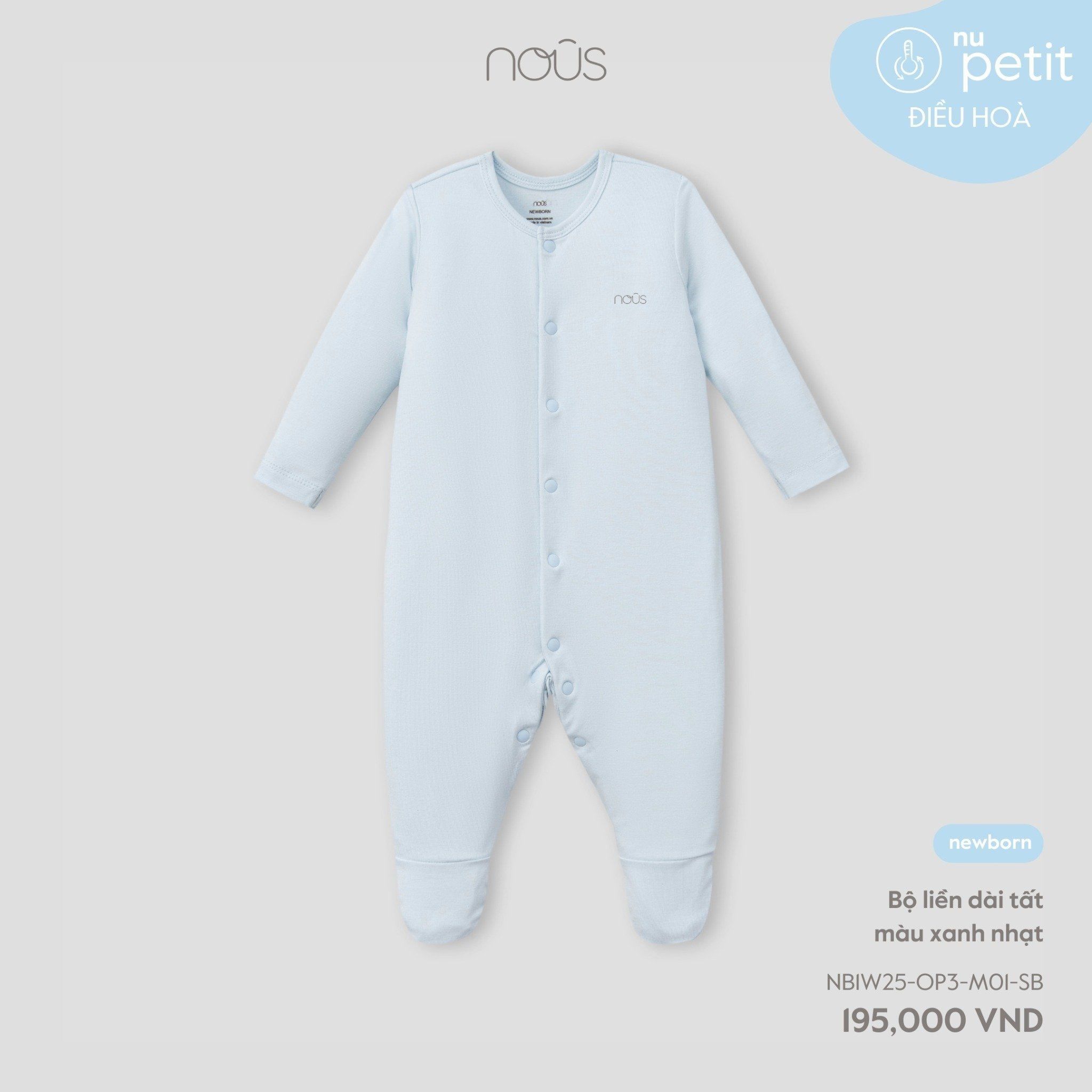  Bộ liền dài Nous tất màu xanh nhạt NB 