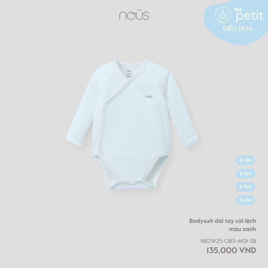 Bodysuit dài tay Nous cài lệch màu xanh 