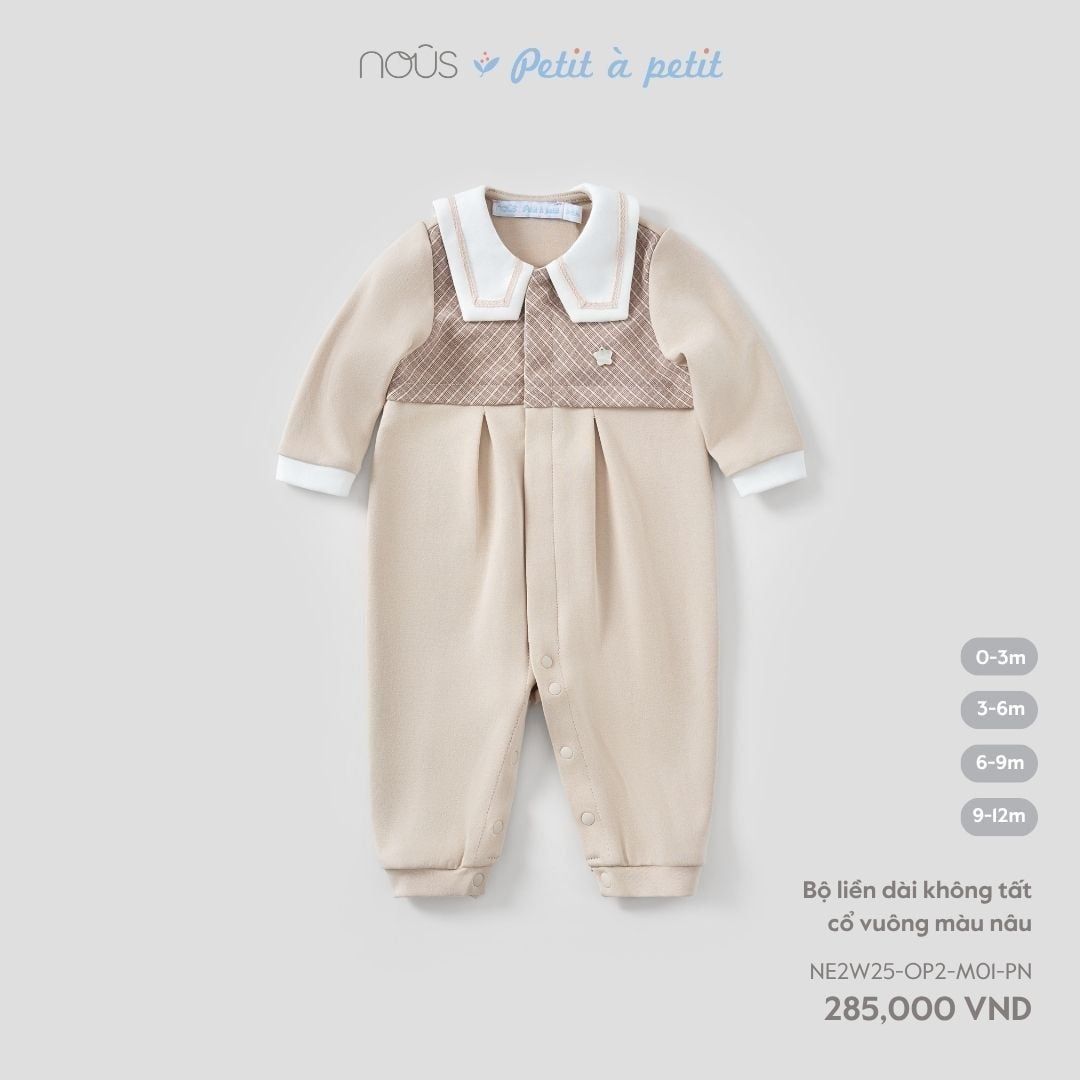  Bộ liền dài Nous không tất cổ vuông màu nâu 