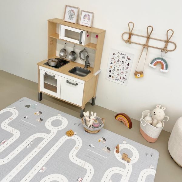  Thảm chơi PVC cao cấp cho bé Dwinguler - Speckle Blue and Scandi Road 