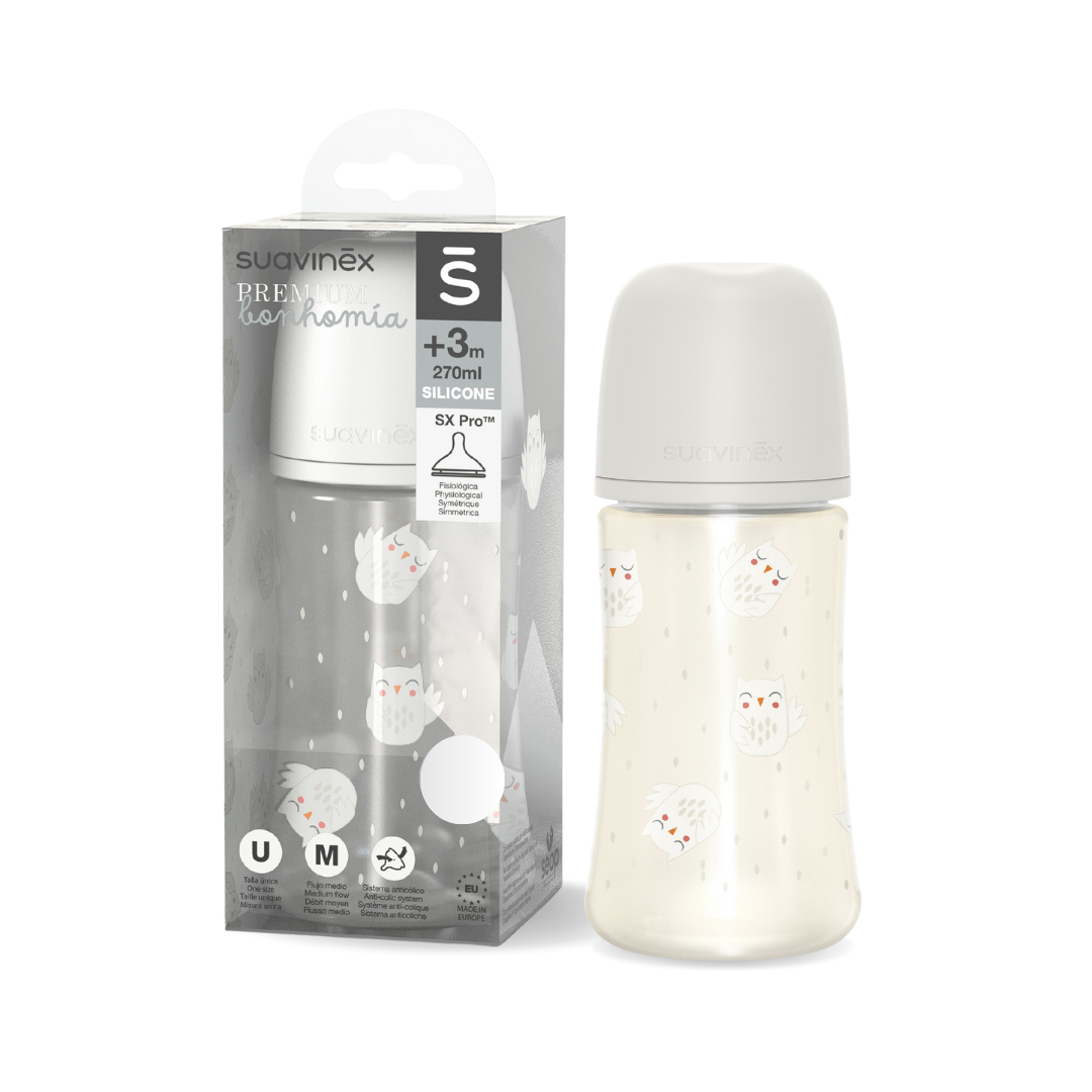  Bình Sữa PA Suavinex Kèm Núm Size M Cho Bé Từ 3M+ 270ml 