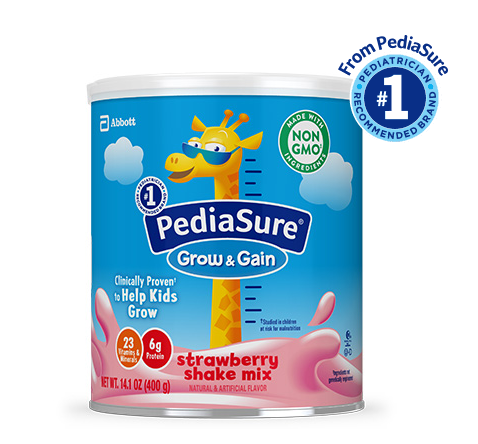  (A) Sữa PediaSure Grow & Gain Non-GMO & Gluten-Free Shake Mix Powder Vị Dâu - 400g 