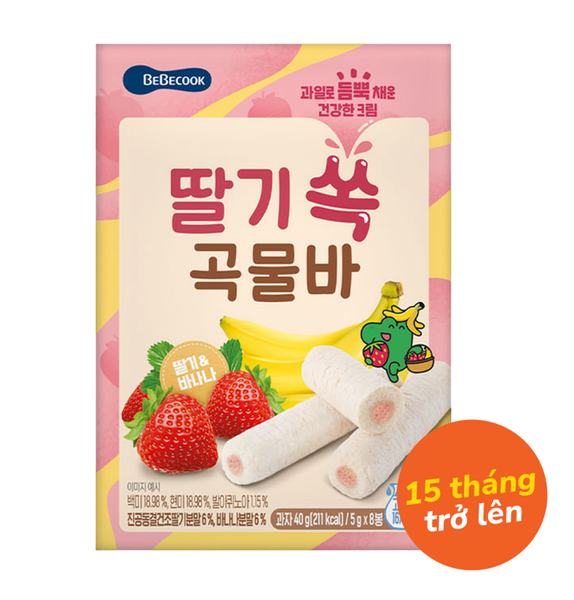  Bánh Cuộn Thanh Ngũ Cốc Bebecook - Vị Dâu Chuối 40g 