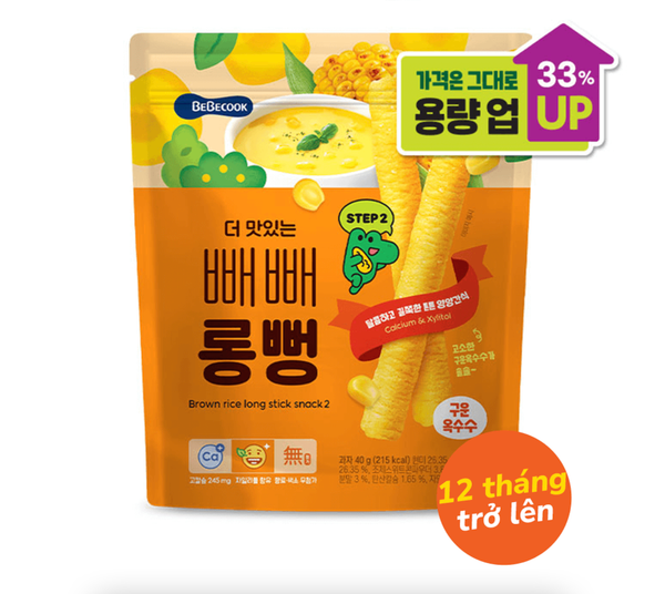  Bánh Gạo Lứt Thanh Dài Bebecook - Vị Ngô Nướng 40g 