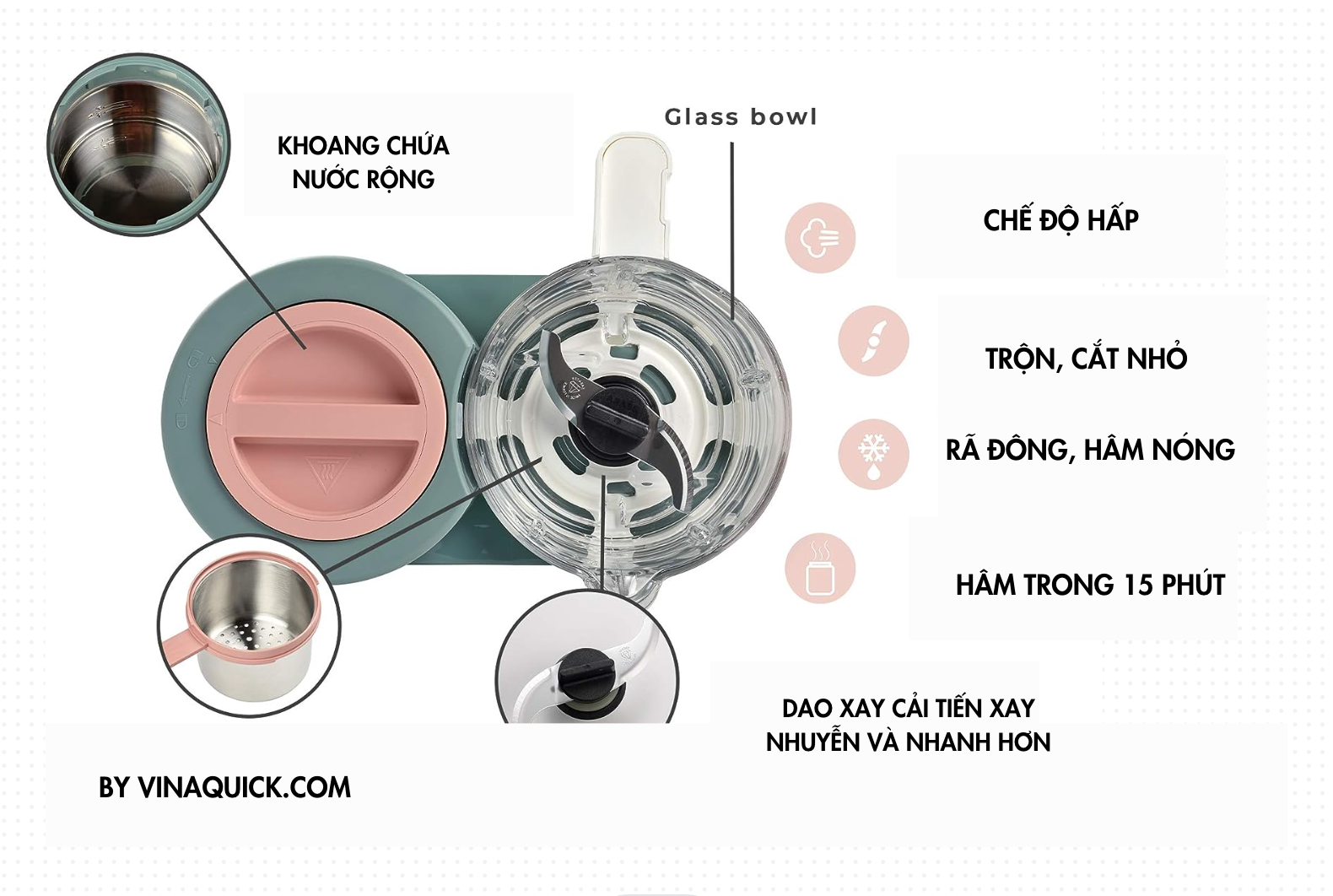  Máy Làm Đồ Ăn Dặm Béaba Babycook Neo - Màu Night Blue 