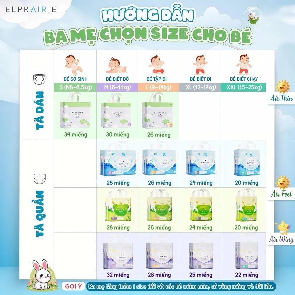  Tã/Bỉm Quần Elprairie Air Thin Nội Địa Hàn 