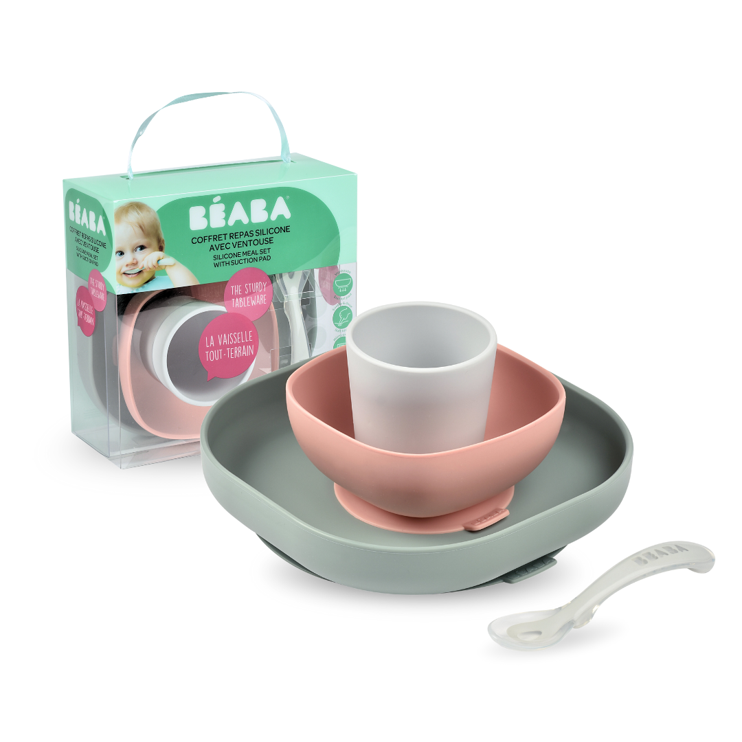  Set Ăn Dặm 4 Món Silicone Đế Hít Béaba Cho Bé Từ 4M+ 