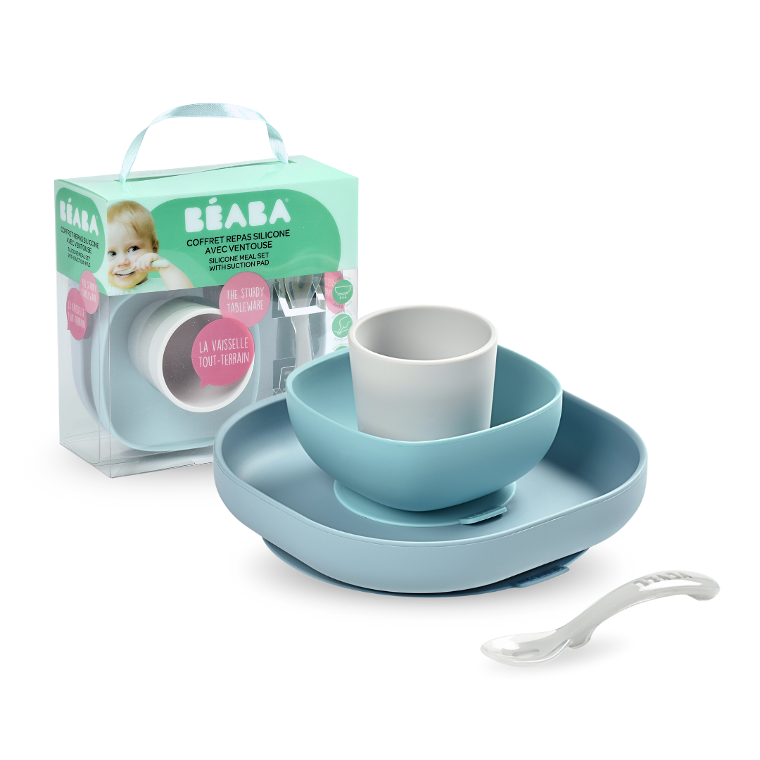  Set Ăn Dặm 4 Món Silicone Đế Hít Béaba Cho Bé Từ 4M+ 