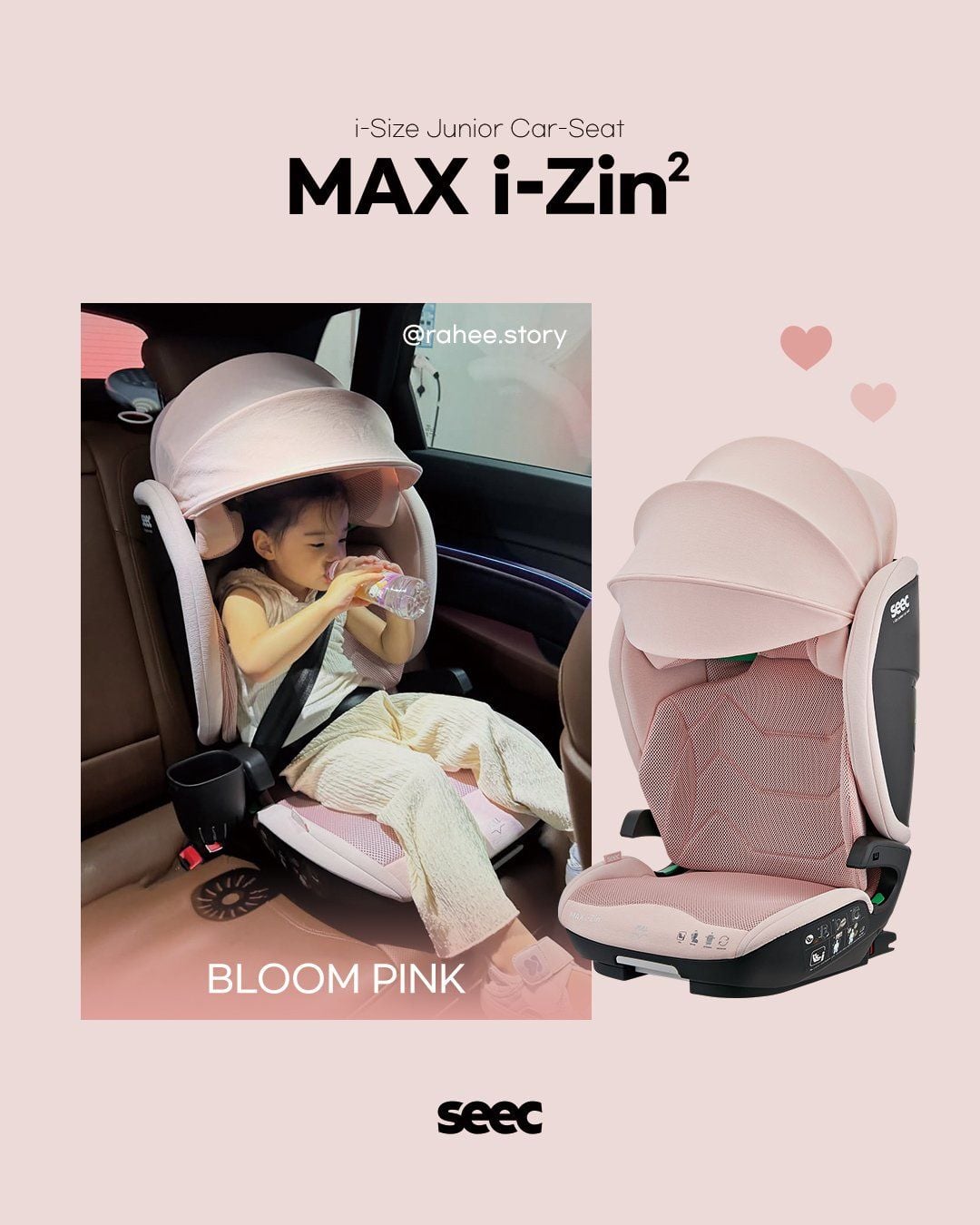  GHẾ NGỒI Ô TÔ BOOSTER SEEC MAX I-ZIN JUNIOR - MÀU HỒNG 