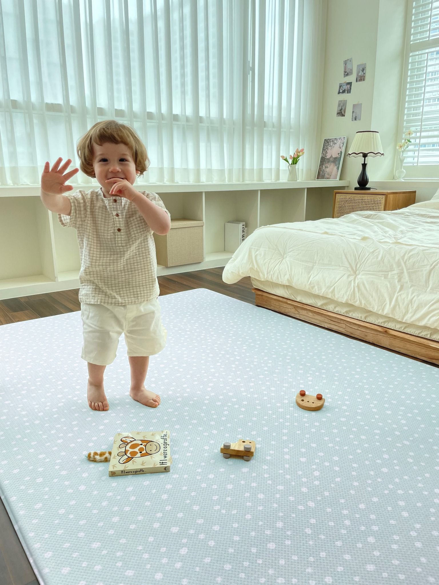  Thảm chơi PVC cao cấp cho bé Dwinguler - Speckle Blue and Scandi Road 