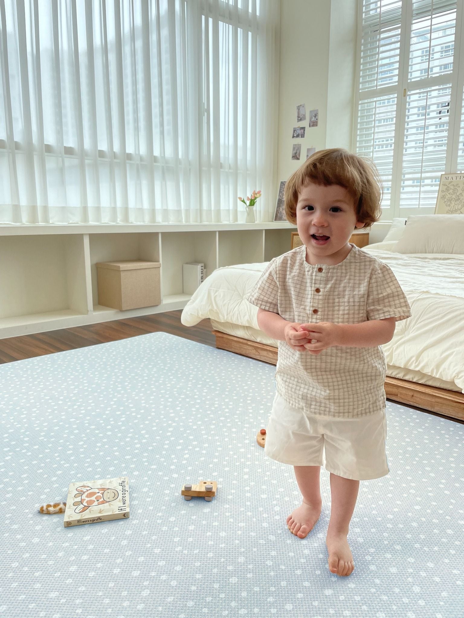  Thảm chơi PVC cao cấp cho bé Dwinguler - Speckle Blue and Scandi Road 