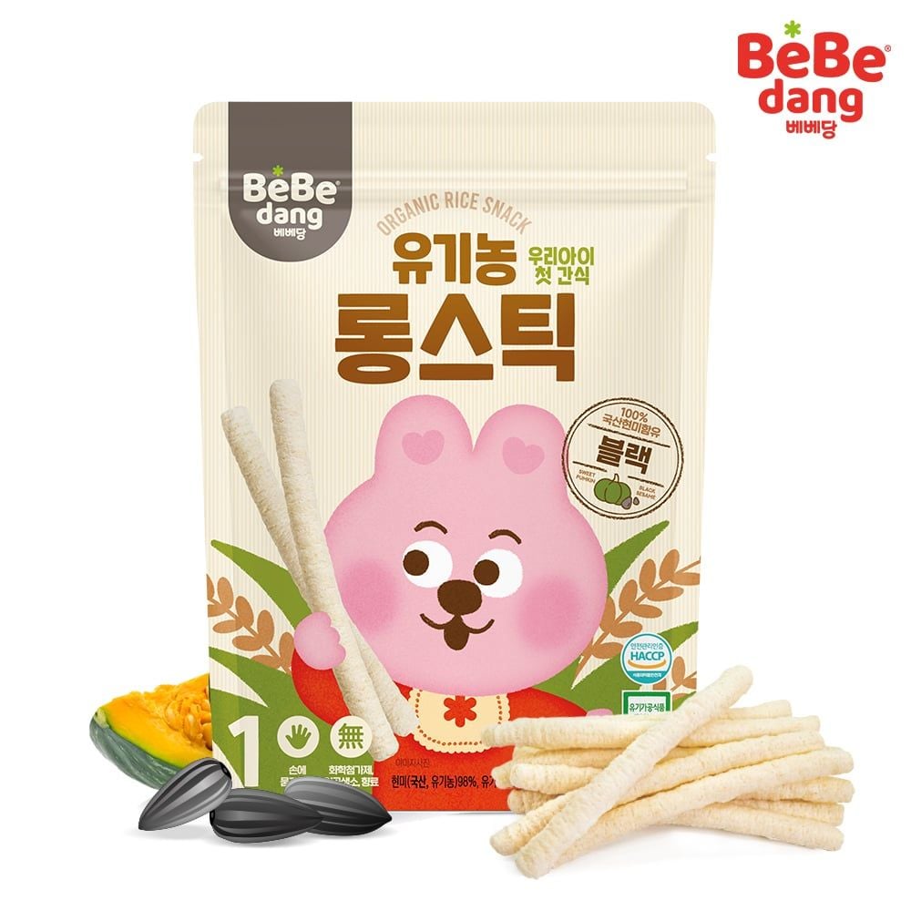  Bánh gạo lứt hữu cơ que dài Bebedang Bí Đỏ Mè Đen 