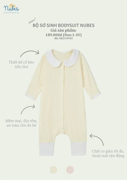  Bodysuit Nubes Tay Dài Màu Vàng Phối Trắng 